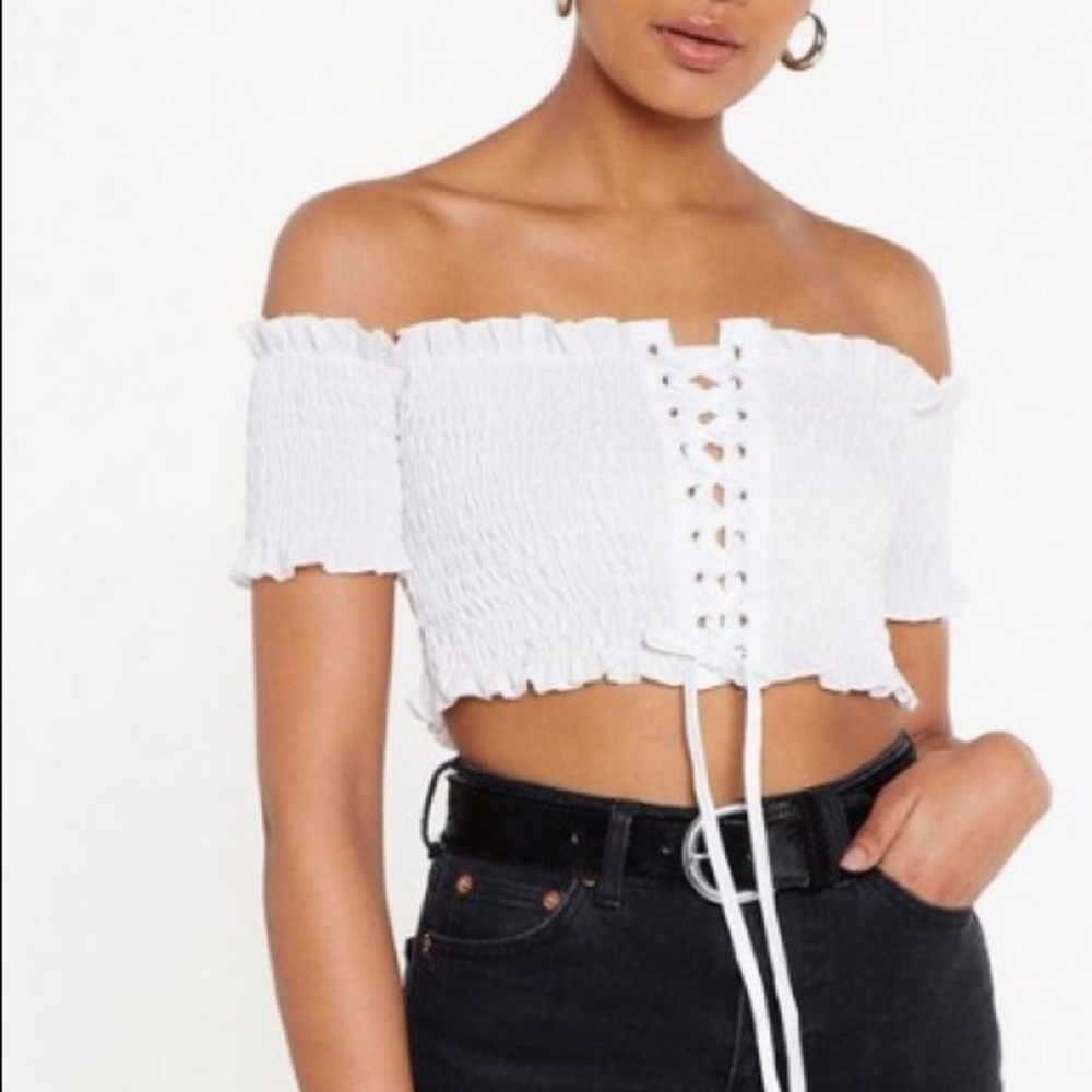 Nasty gal white off the shoulder top